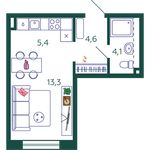 Планировка квартиры студии, 27,4 м2