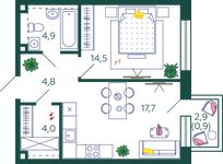 Планировка 1-комнатной квартиры, 46,8 м2