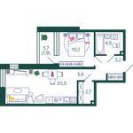 Планировка 1-комнатной квартиры, 46,9 м2