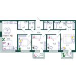 Планировка 4-комнатной квартиры, 121,7 м2