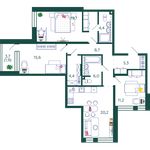 Планировка 3-комнатной квартиры, 97,4 м2