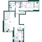 Планировка 2-комнатной квартиры, 73,2 м2