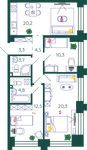 Планировка 2-комнатной квартиры, 79,6 м2