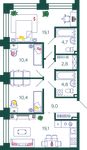 Планировка 3-комнатной квартиры, 80,3 м2