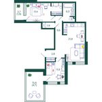 Планировка 2-комнатной квартиры, 77,7 м2