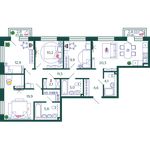 Планировка 4-комнатной квартиры, 107,9 м2