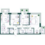 Планировка 3-комнатной квартиры, 98,9 м2