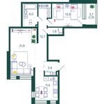 Планировка 2-комнатной квартиры, 73,3 м2