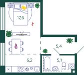Планировка квартиры студии, 34,3 м2