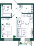 Планировка 1-комнатной квартиры, 42,3 м2