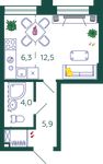 Планировка квартиры студии, 28,7 м2