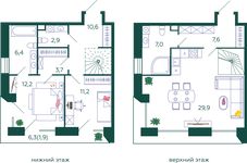 Планировка 3-комнатной квартиры, 93,4 м2