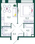 Планировка 1-комнатной квартиры, 39,9 м2