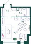 Планировка квартиры студии, 34,3 м2