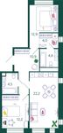 Планировка 2-комнатной квартиры, 71,3 м2