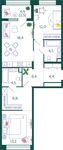 Планировка 2-комнатной квартиры, 76,7 м2