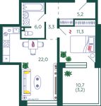 Планировка 1-комнатной квартиры, 51 м2