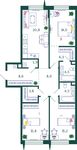 Планировка 3-комнатной квартиры, 103,4 м2