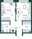 Планировка 1-комнатной квартиры, 40,7 м2