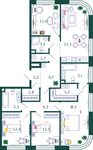 Планировка 4-комнатной квартиры, 119,6 м2