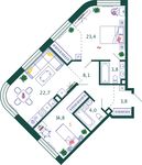 Планировка 2-комнатной квартиры, 80,6 м2