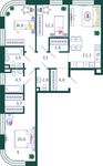 Планировка 3-комнатной квартиры, 97,3 м2