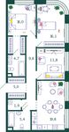 Планировка 3-комнатной квартиры, 90,5 м2