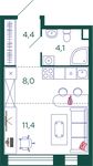 Планировка квартиры студии, 27,9 м2