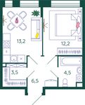 Планировка 1-комнатной квартиры, 39,9 м2