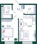 Планировка 1-комнатной квартиры, 41,5 м2