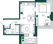 Планировка 1-комнатной квартиры, 49,6 м2