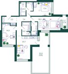 Планировка 3-комнатной квартиры, 110,4 м2