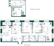 Планировка 4-комнатной квартиры, 150,6 м2