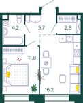 Планировка 1-комнатной квартиры, 40,7 м2