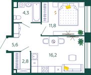 Планировка 1-комнатной квартиры, 40,8 м2