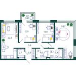 Планировка 3-комнатной квартиры, 96,5 м2