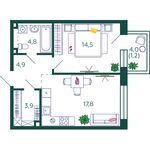 Планировка 1-комнатной квартиры, 47,1 м2