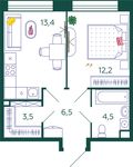 Планировка 1-комнатной квартиры, 40,1 м2