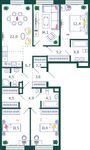 Планировка 4-комнатной квартиры, 115,4 м2
