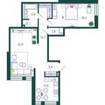 Планировка 2-комнатной квартиры, 75,5 м2