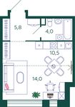 Планировка квартиры студии, 34,3 м2