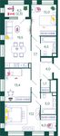 Планировка 3-комнатной квартиры, 91,3 м2
