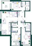 Планировка 3-комнатной квартиры, 106,6 м2