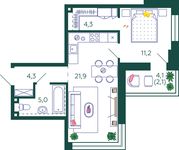 Планировка 1-комнатной квартиры, 48,8 м2