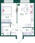 Планировка 1-комнатной квартиры, 42,1 м2