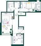 Планировка 2-комнатной квартиры, 73,4 м2