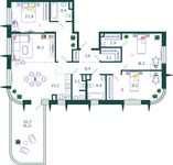 Планировка 4-комнатной квартиры, 130 м2
