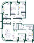 Планировка 4-комнатной квартиры, 158,5 м2