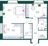 Планировка 4-комнатной квартиры, 151,5 м2