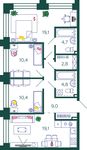 Планировка 3-комнатной квартиры, 80,3 м2